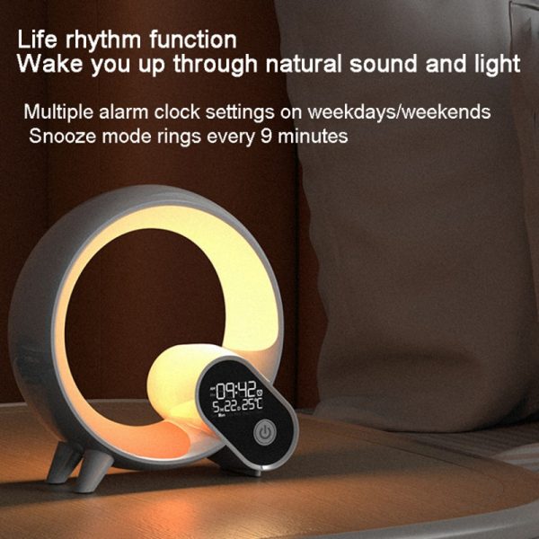 RGBW Atmosphere Light APP Remote Control Bluetooth Speaker Digital Alarm Clock White Noise Music Player Online Sale