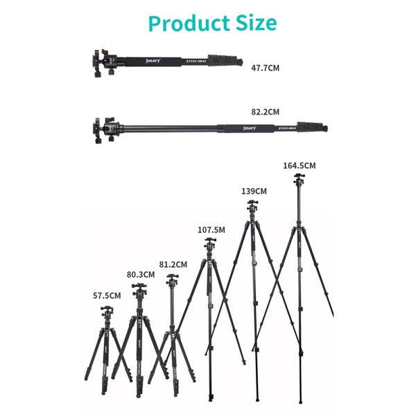 JMARY KT325-NB30 1.6m Aluminum Alloy Cell Phone Tripod Stand for SLR, Action Camera Rotating Portable Tripod Holder Online Hot Sale