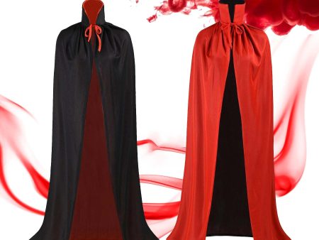 Capa de Vampiro de Halloween, Capa Drácula Reversible Negra y Roja, Capa con Capucha de Halloween, Disfraz de Vampiro para Hombres, Cosplay de Bruja Vampiro, Traje de Vampiro (Talla única) Cheap