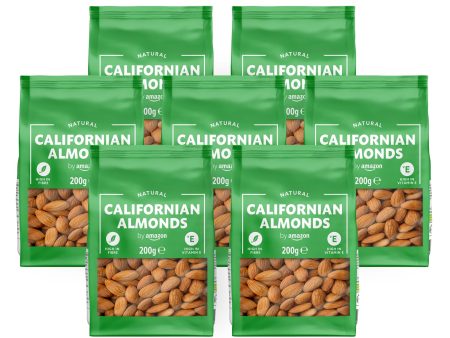 Almendras de California By Amazon, 200g, Paquete de 7 Embalaje Deteriorado (Cad: 15 03 2024) Hot on Sale